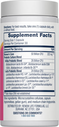 Thumbnail for Renew Life Women's Probiotic Capsules, 50 Billion CFU Guaranteed, Supports pH Balance, Vaginal, Urinary, Digestive and Immune Health(2), L. Rhamnosus GG, Dairy, Soy and Gluten-Free, 30 Count