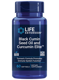 Thumbnail for Life Extension Black Cumin Seed Oil and Curcumin Elite, Black Cumin, Turmeric Extract, Immune Health Support, high bioavailability, Whole-Body Health, Gluten Free, Non-GMO, 60 softgels