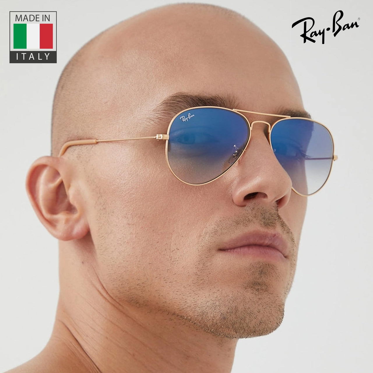 Ray-Ban RB3025 Classic Gradient Aviator Shape Sunglasses With Eyewear Kit Bundle - Adjustable Nose Pads - Ideal Formal and Casual Wear Retro Sunglasses