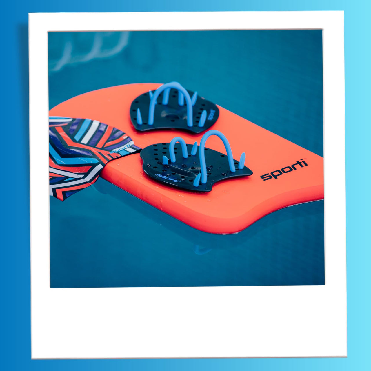 Sporti Power Swim Paddles - Swimming Training Hand Paddles - Adjustable Straps - Lap Swimming Gear (Small, Black)