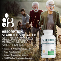 Thumbnail for Bronson Selenium 200 mcg – Yeast Free Chelated Amino Acid Complex - Essential Trace Mineral with Superior Absorption, 250 Vegetarian Capsules