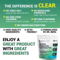 Thumbnail for Dr. Berg Sports Hydration Electrolytes Powder w/More Salt (Pink Himalayan) - 30 Keto Electrolytes Powder Packets w/a Delicious Salty Raspberry & Lemon Flavor - Includes 1,000mg of Potassium