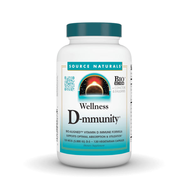 Source Naturals Wellness D-mmunity, Bio-Aligned Vitamin D Immune Formula, Supports Optimal Absorption and Utilization* - 120 Vegetarian Capsules