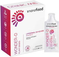 Thumbnail for Codeage Liposomal Vitamin D3 Liquid Supplement Sachet, Wonder-D Cholecalciferol Vegan Liquid Multivitamin, Plant-Based Vitamins K2 B12, Non-GMO Phospholipids, Vitamin E, Berry Flavor - 30 Pouches