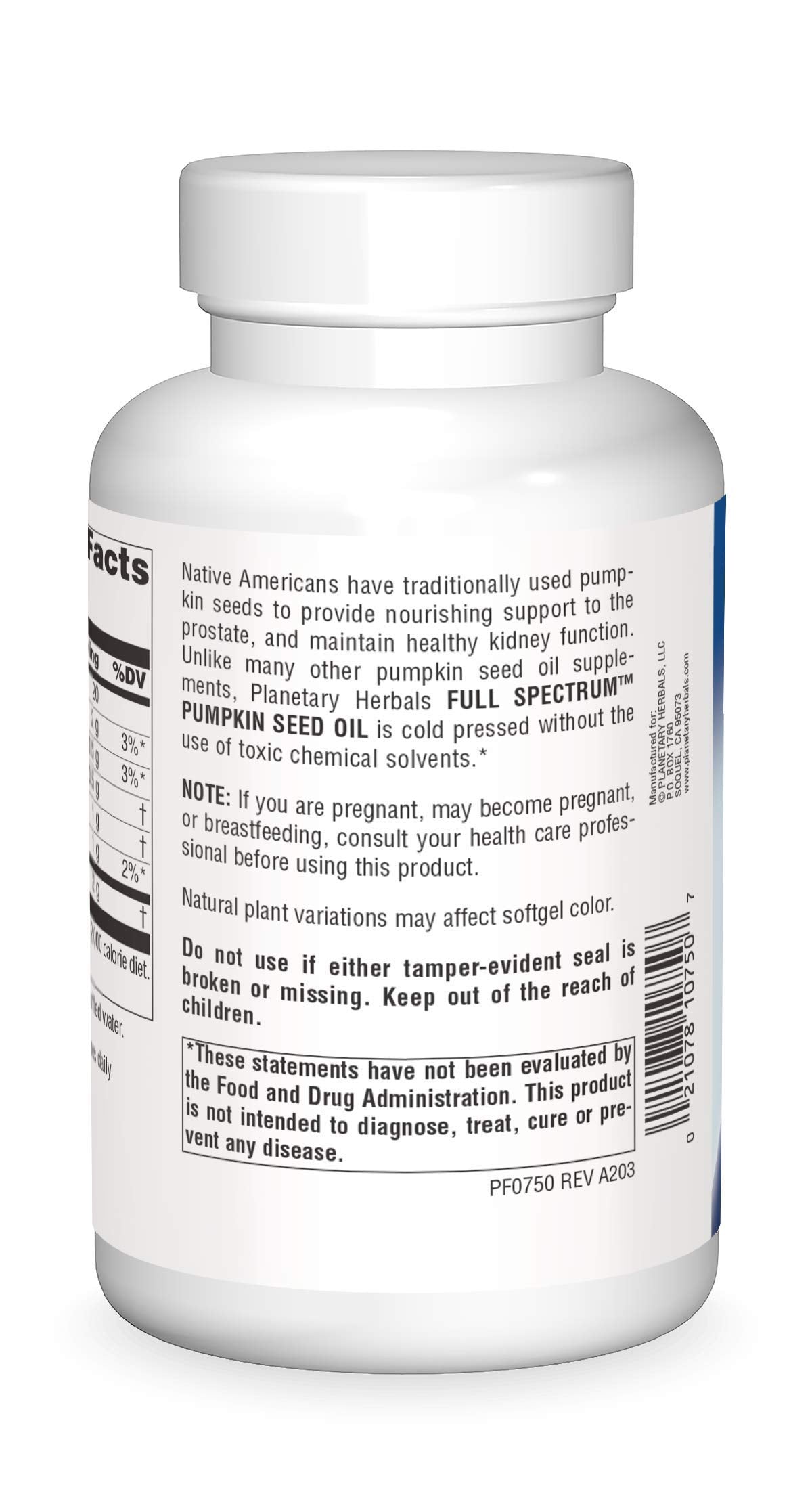 Planetary Herbals Full Spectrum Pumpkin Seed Oil, Botanical Support for The Prostate*, 1,000 mg - 180 Count