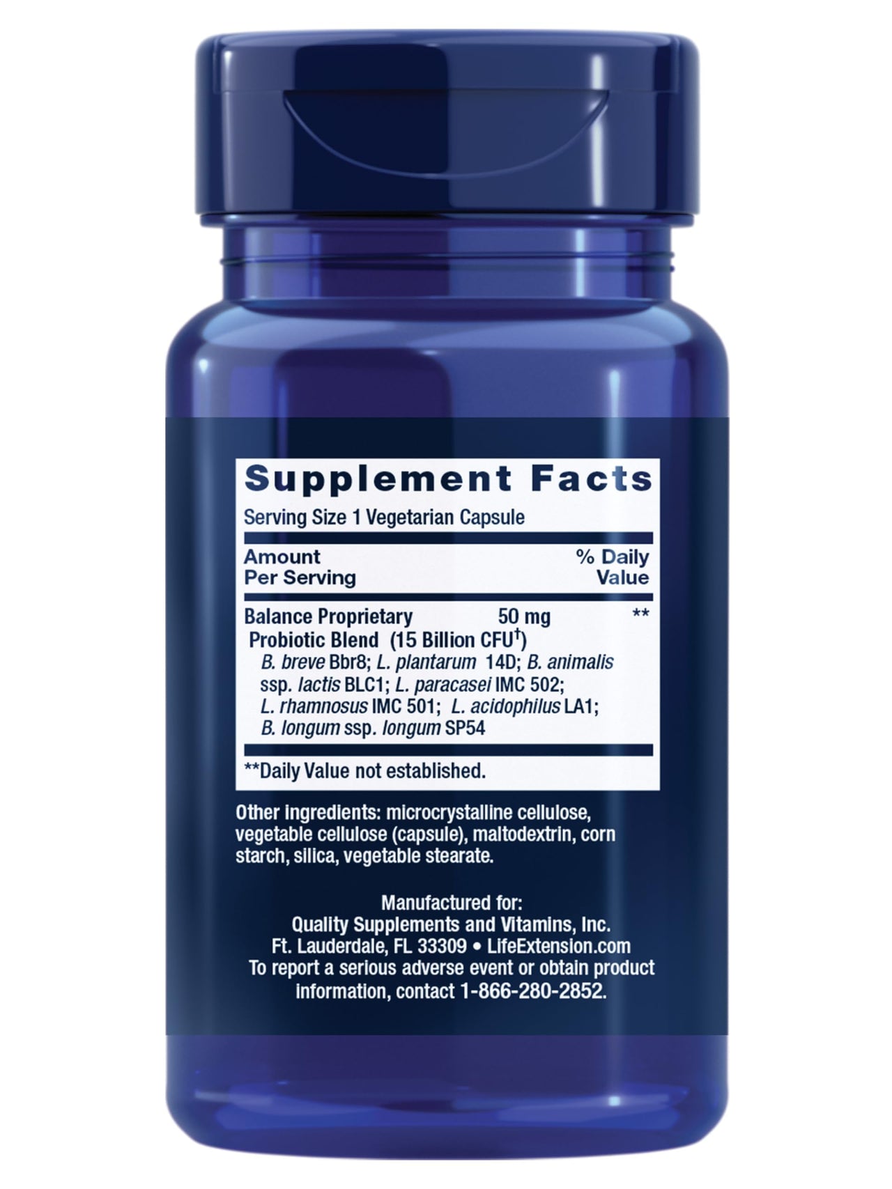 Life Extension FLORASSIST® Probiotic Balance, Gut Health, Immune Support, Whole-Body Health, 7 strains, 15 Billion CFUs, Non-GMO, Gluten-Free, Vegetarian, 30 Capsules