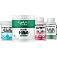 Thumbnail for Physician's CHOICE Complete Gut Support System Bundle: Easy Mix Fiber, Digestive Enzymes, 60 Billion Probiotic & Bloat + Gas Probiotic