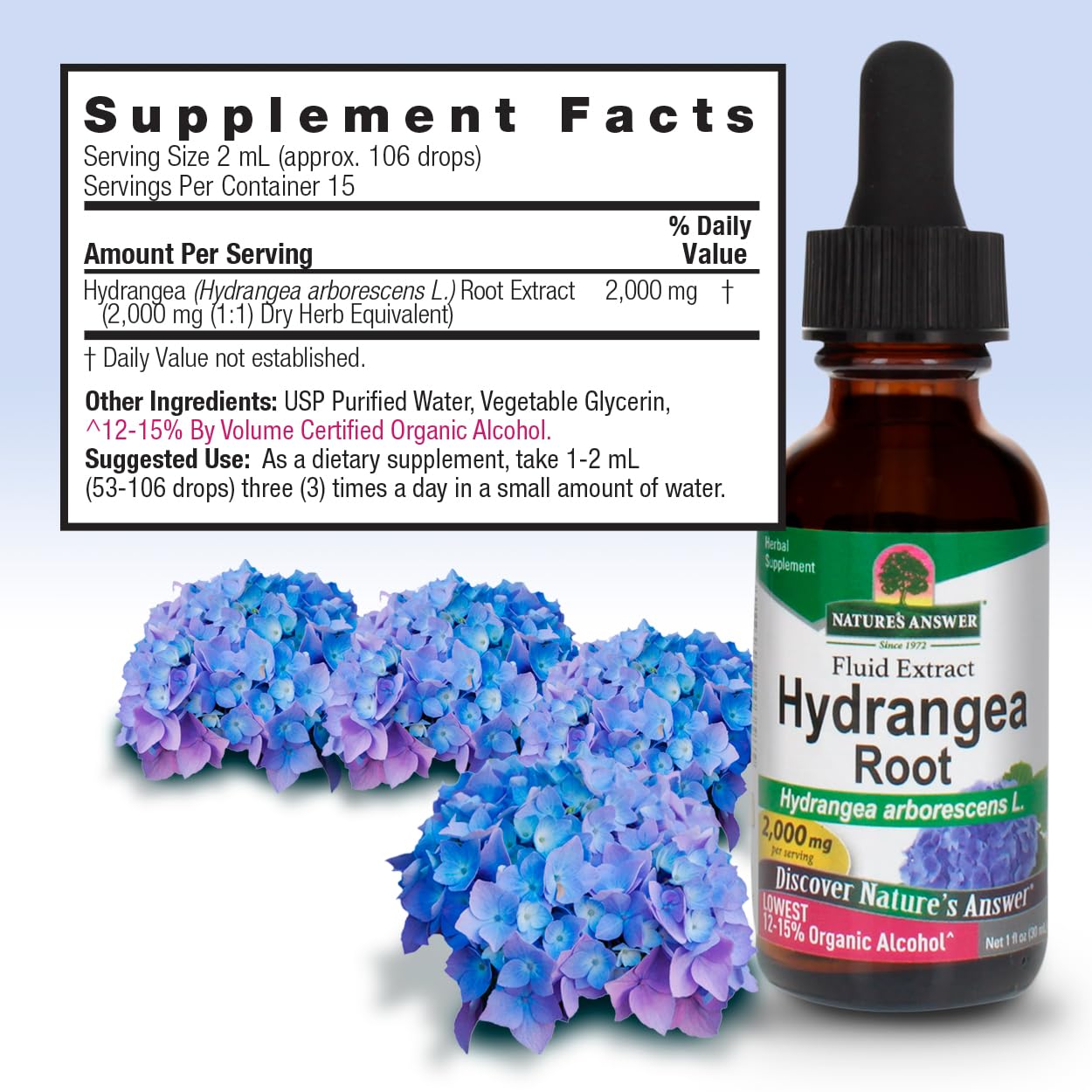 Nature's Answer Hydrangea Root with Organic Alcohol, 1-Fluid Ounce