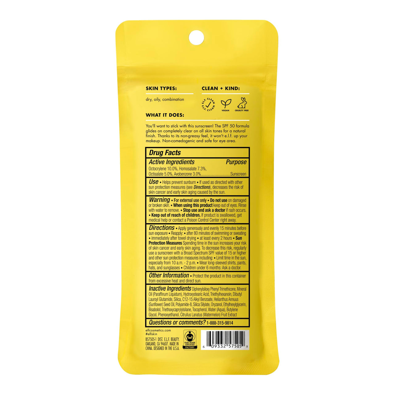 e.l.f. SKIN Suntouchable Invisi-Stick SPF 50, Clear Sunscreen For A Natural Finish, Made With Moisturizing Sunflower Seed Oil, Vegan & Cruelty-Free