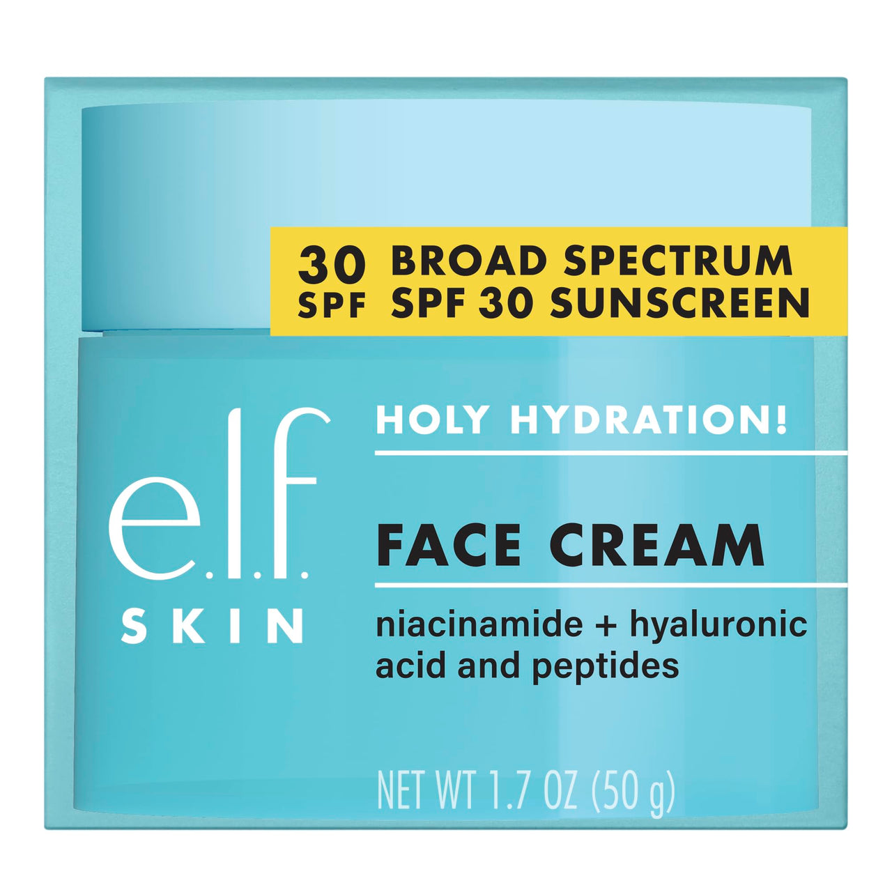 e.l.f. SKIN Holy Hydration! Face Cream - Broad Spectrum SPF 30 Sunscreen, Moisturizes & Softens Skin, Quick-Absorbing & Ultra-Hydrating, 1.7 Oz (50g)