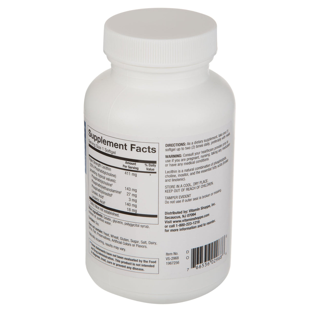 Lecithin 411mg, Easy to Swallow Softgel Natural Combination of Essential Fatty Acids (Linoleic) with Choline to Support Brain Nerve Function (180 Softgels) by The Vitamin Shoppe