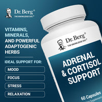 Thumbnail for Dr. Berg Adrenal & Cortisol Capsules - Adrenal Supplement & Cortisol Manager - Mood, Focus, Relaxation and Stress Support - Adrenal Supplements with Ashwagandha Extracts - 60 Capsules