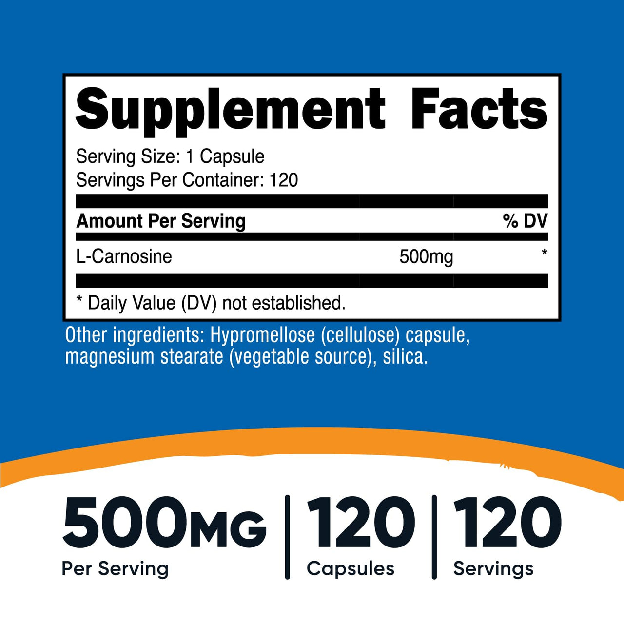 Nutricost L-Carnosine 500mg, 120 Capsules - Gluten Free & Non-GMO