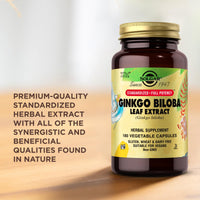 Thumbnail for Solgar Ginkgo Biloba Leaf Extract - 180 Vegetable Capsules - Standardized Full Potency (SFP) - Non-GMO, Vegan, Gluten Free, Dairy Free, Kosher - 180 Servings