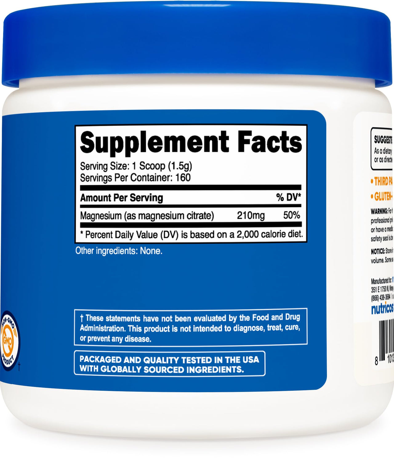 Nutricost Magnesium Citrate Powder (Unflavored, 250 Gram)