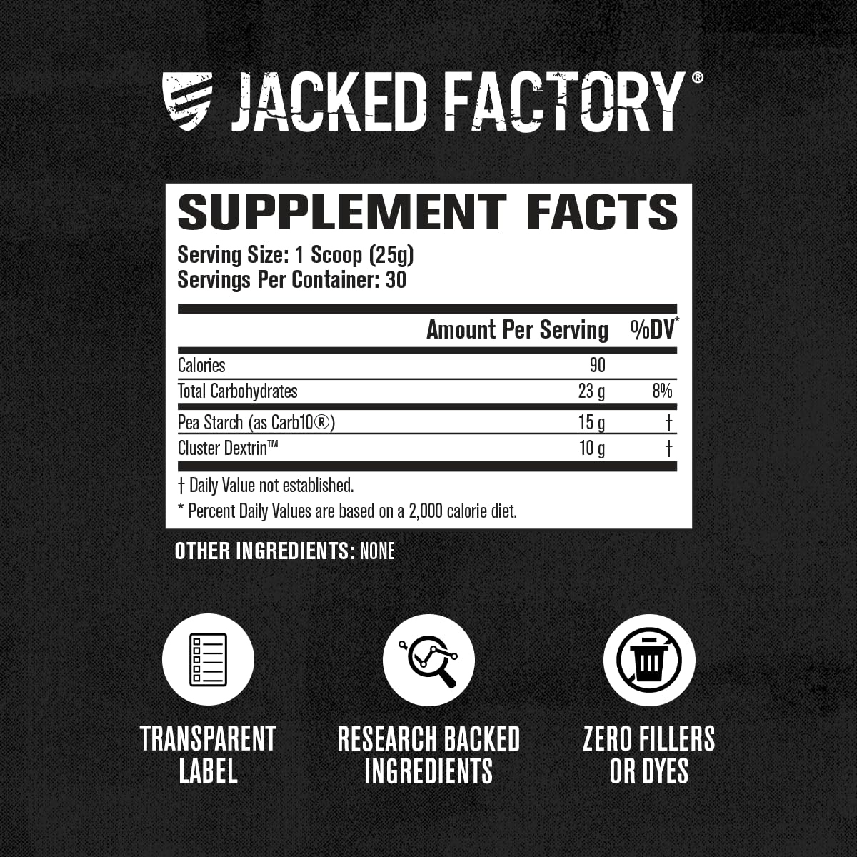 Jacked Factory Carb Surge - Premium Carbohydrate Powder with Carb10 Pea Starch & Cluster Dextrin for Fast-Acting Intra Workout Carbs & Increased Energy - 30 Servings, Unflavored