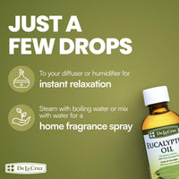 Thumbnail for De La Cruz Eucalyptus Essential Oil, 100% Pure Steam Distilled Eucalyptus Globulus, Eucalyptus Oil, Eucalyptus Essential Oil for Diffuser, 4 FL OZ, Aromatherapy, Tree Oil,Long Lasting Scent