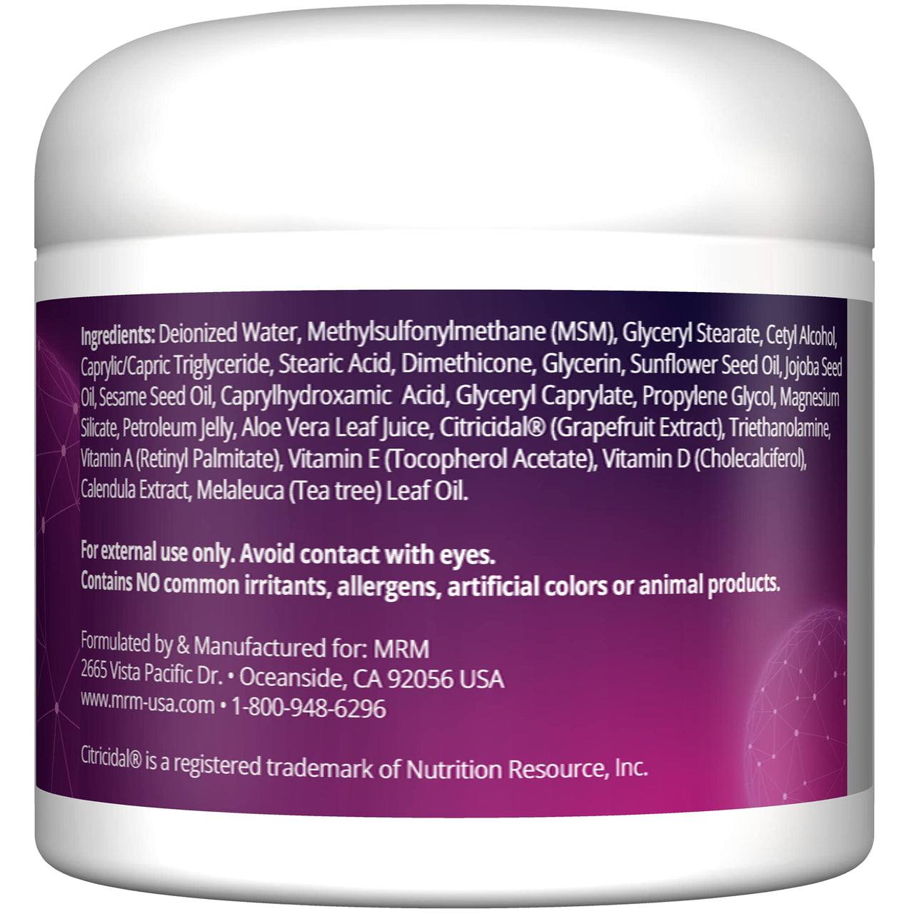 MRM MSM Cream with Vitamin A & D - Topical MSM Moisturizer Balm for skin health and joint comfort, Hands, Feet, Scar Support & Comfort - 4 Oz