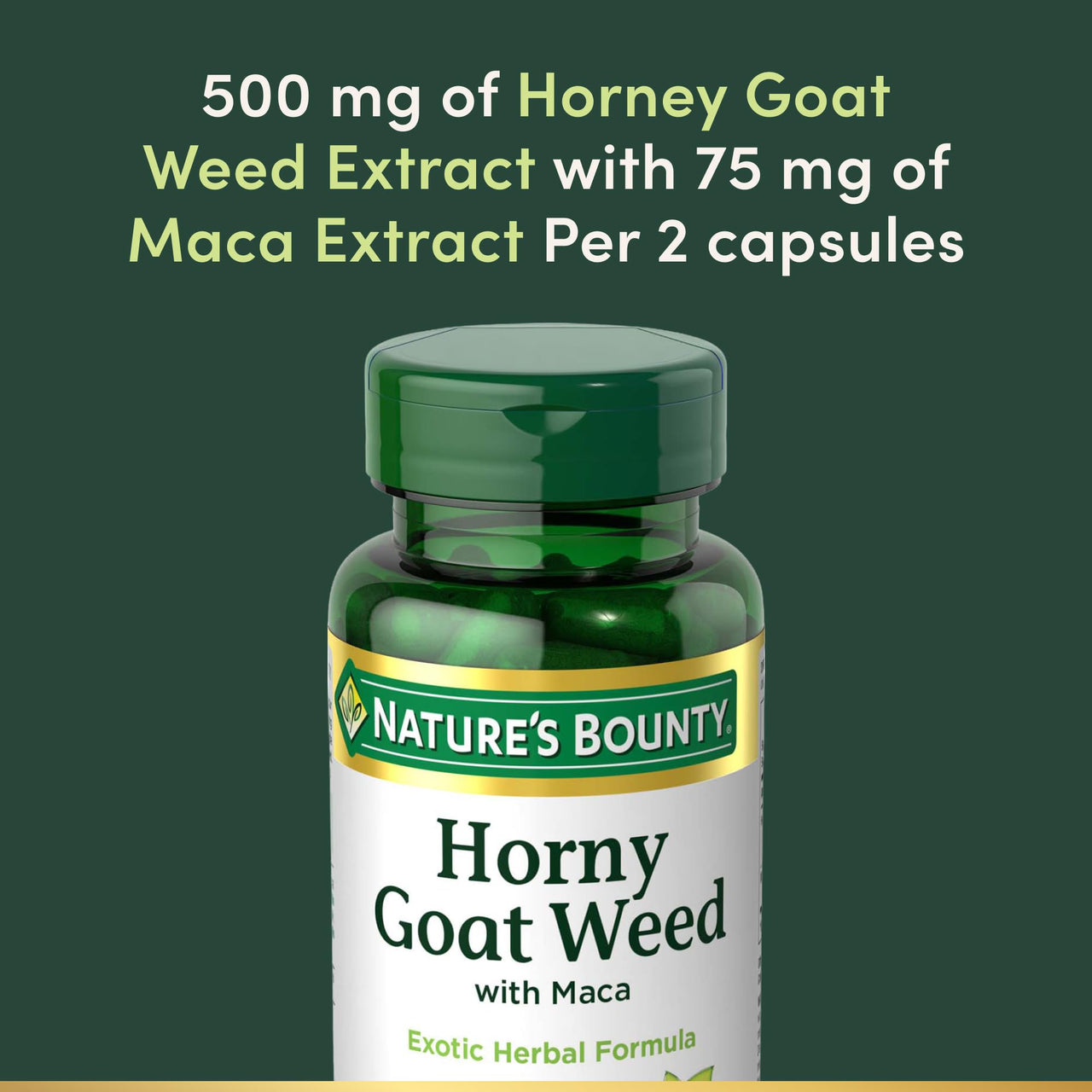 Nature's Bounty Horny Goat Weed with Maca, Herbal Health Supplement, 60 Capsules