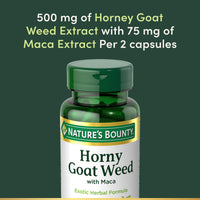 Thumbnail for Nature's Bounty Horny Goat Weed with Maca, Herbal Health Supplement, 60 Capsules
