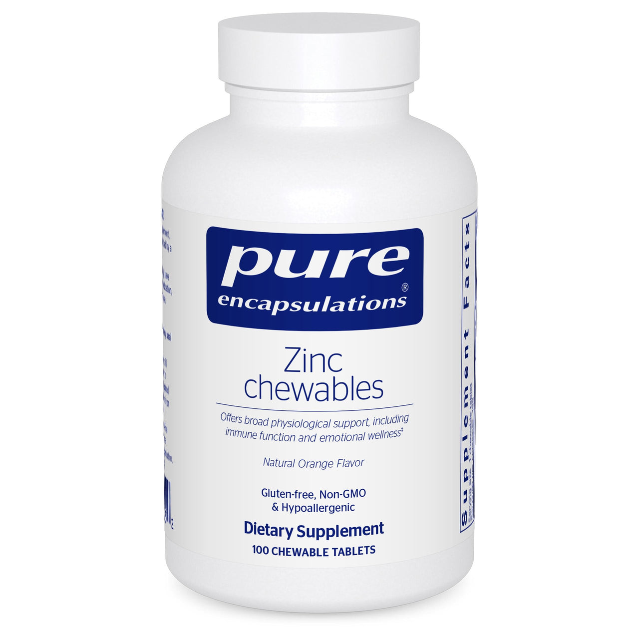 Pure Encapsulations Zinc Chewables | Supplement for Immune System Support, Growth and Development, and Wound Healing* | 100 Chewable Tablets | Natural Orange Flavor