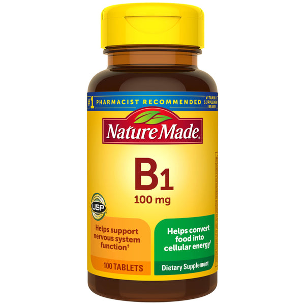 Nature Made Vitamin B1 100mg, Thiamine B1 Supplement for Energy Metabolism Support, 100 Tablets, 100 Day Supply