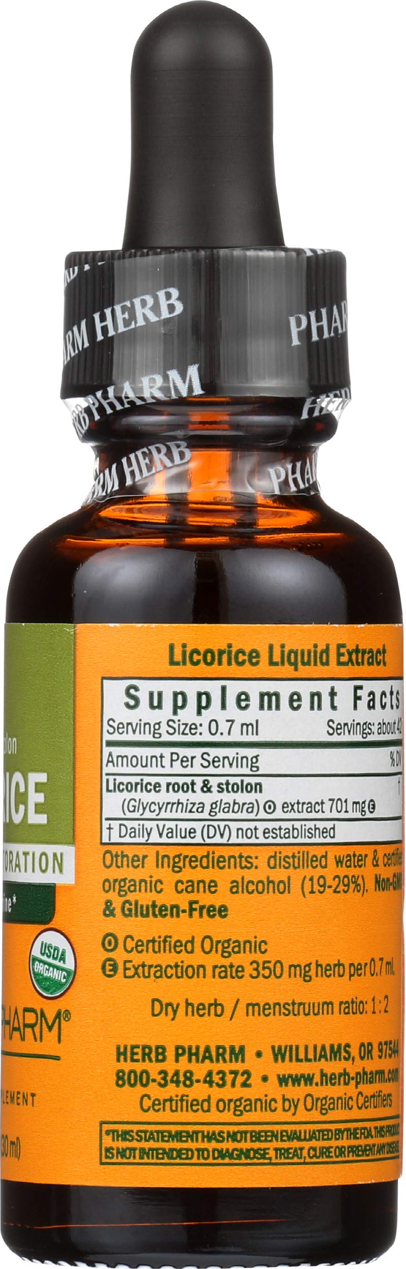 Herb Pharm Certified Organic Licorice Liquid Extract for Endocrine System Support - 1 Ounce (DLIC01)