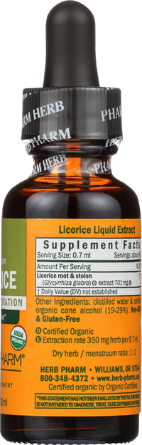 Thumbnail for Herb Pharm Certified Organic Licorice Liquid Extract for Endocrine System Support - 1 Ounce (DLIC01)