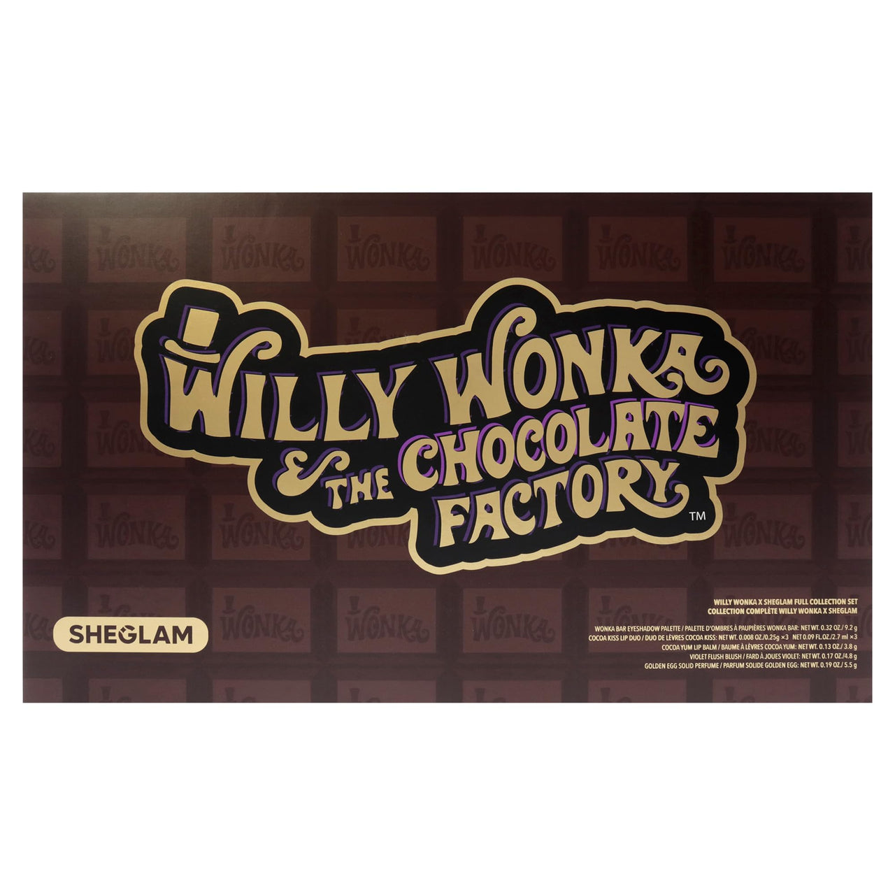 Sheglam Willy Wonka The Chocolate Factory Full Collection Set for Women - 12 Pc Gift Set with Golden Egg Solid Perfume, Eyeshadow Palette, Lip Balm, Blush, Lip Gloss, Lip Liner, Brush & Golden Ticket