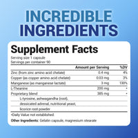 Thumbnail for Dr. Berg 200 mg L-Theanine Adrenal Support - 90 Capsules with Ashwagandha & L-Tyrosine, Zinc & Manganese - Advanced 9-in-1 Adaptogen & Mineral Formula - No Fillers*