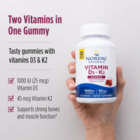 Thumbnail for Nordic Naturals Vitamin D3 + K2 Gummies, Pomegranate - 60 Gummies - 1000 IU Vitamin D3 + 45 mcg K2 - Great Taste - Bone Health, Promotes Healthy Muscle Function - Non-GMO - 60 Servings