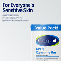 Thumbnail for Cetaphil Bar Soap, Deep Cleansing Face and Body Bar, Pack of 3, For Dry to Normal, Sensitive Skin, Soap Free, Hypoallergenic, Paraben Free, Fragrance Free, Removes Makeup, Dirt and Oil