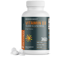 Thumbnail for Bronson Vitamin D3 10,000iu (250mcg) Healthy Muscle Function and Immune Support, Non-GMO, 360 Tablets