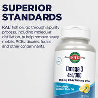 Thumbnail for KAL 450/300 1280 Mg Omega 3, Lemon, 60 Count