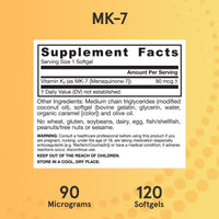 Thumbnail for Jarrow Formulas MK-7 90 mcg - Bioactive Form of Vitamin K2-120 Servings (Softgels) - for Bone & Cardiovascular Health - Vitamin K2 MK-7 Dietary Supplement - Gluten Free