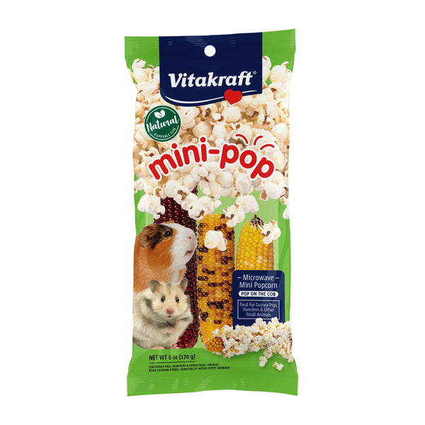 Vitakraft Mini-Pop Treat for Small Animals 6 oz – All-Natural Single-Ingredient Snack - Serve Popped or Unpopped – Enrichment, Chewing, Fun, Natural Teeth Wear – Rabbit, Hamster, Gerbil, Guinea Pig