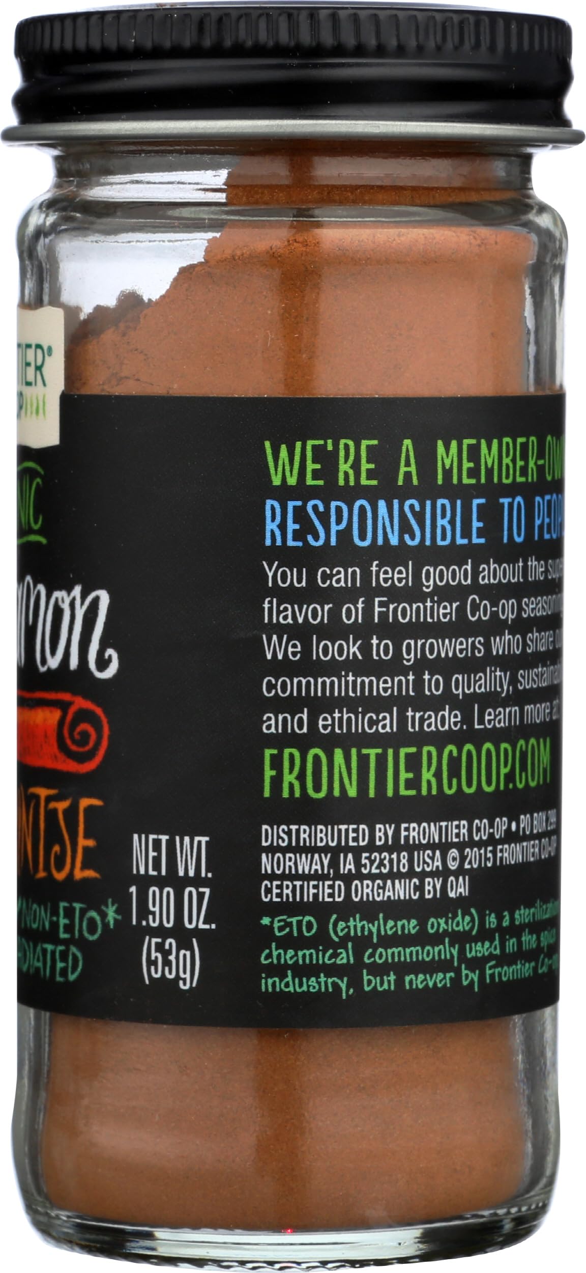 Frontier Co-op Organic Ground Cinnamon, 1.9 Ounce Bottle, Gourmet Quality Cinnamon, Full Balanced Spicy Flavor, Kosher