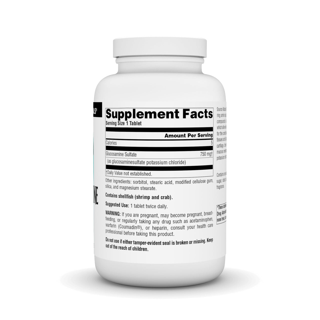 Source Naturals Glucosamine Sulfate, Sodium-Free 750 mg for Joint Support - 240 Tablets