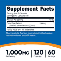 Thumbnail for Nutricost Cat's Claw 1000mg, 120 Capsules - Vegetarian Caps, Non-GMO and Gluten Free, 60 Servings