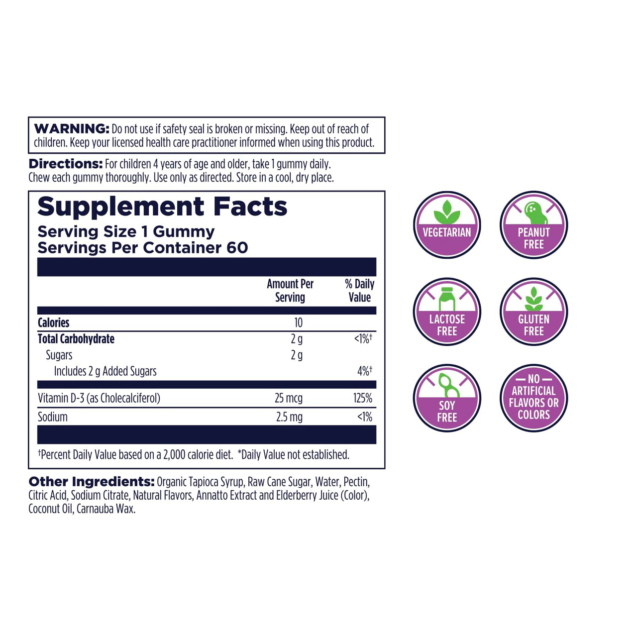 KAL Vitamin D-Rex - Vitamin D Gummies for Kids - Kids Vitamin D3 - Peach, Mango, and Strawberry Flavors - Immune, Heart, Bone & Oral Support - Vegetarian, Gluten Free - 60 Servings, 60 Gummies