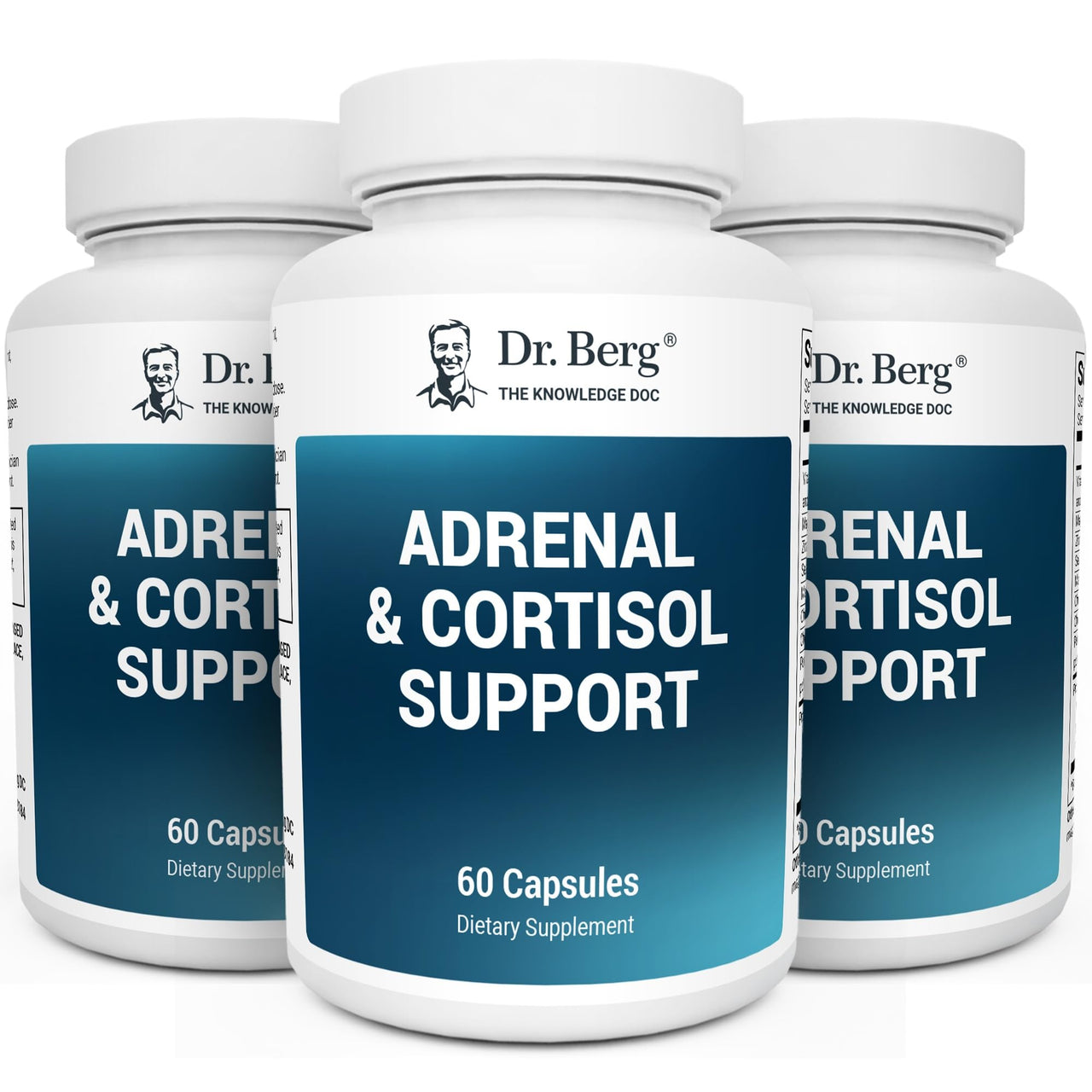 Dr. Berg Adrenal & Cortisol Supplement New Formula - Adrenal Supplement & Cortisol Manager for Mood, Focus and Stress Support - Adrenal Supplements with Ashwagandha Extracts - 60 Capsules 3 Pack