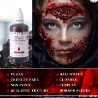 Thumbnail for MEICOLY 2.1Oz Halloween Dripping Fake Blood,Safe Realistic Washable Edible Liquid Blood Sangre Falsa with 0.7 Oz Cleaning Soap,Squirt Blood for Clothes,Zombie Vampire Monster,SFX Cut Wound Makeup,Dark