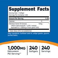 Thumbnail for Nutricost Garlic 1000mg, 240 Softgels - Odorless, Premium Gluten Free Supplement