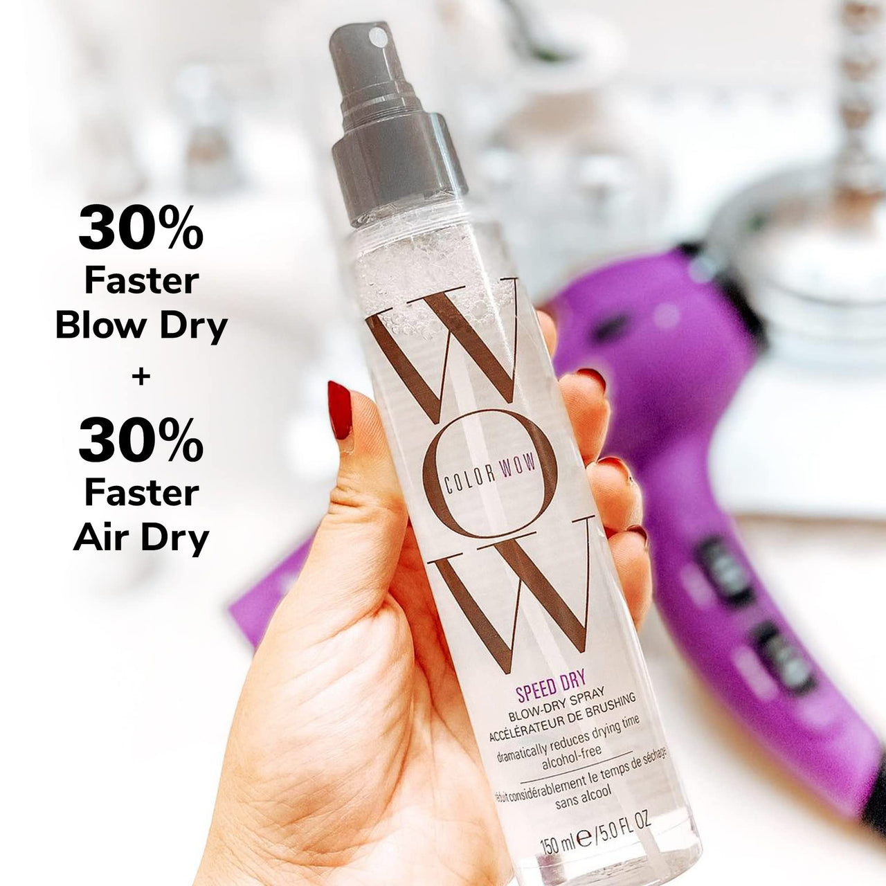 COLOR WOW Speed Dry Blow Dry Spray â€“ Cut Blow Dry Time by 30% | Heat Protectant, Prevent Breakage | Cruelty-Free & Gluten-Free