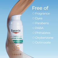 Thumbnail for Eucerin Sun Tinted Sensitive Mineral Face Sunscreen Lotion SPF 35, Non-Comedogenic Mineral Sunscreen with Gentle Zinc Oxide Protection for Sensitive Skin, 1.7 Fl Oz Bottle