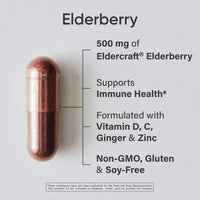 Thumbnail for Sports Research® Elderberry Immune Support with Zinc, Ginger, Vitamin C & D3 - Vegan Friendly · Non-GMO · Gluten Free - 60 Veggie Capsules