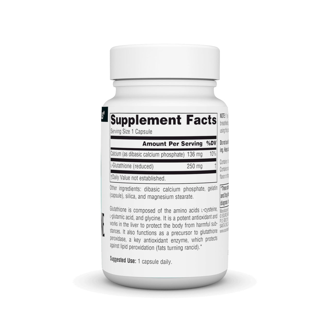 Source Naturals Glutathione, Supplement for Liver Support, 250mg - 30 Capsules