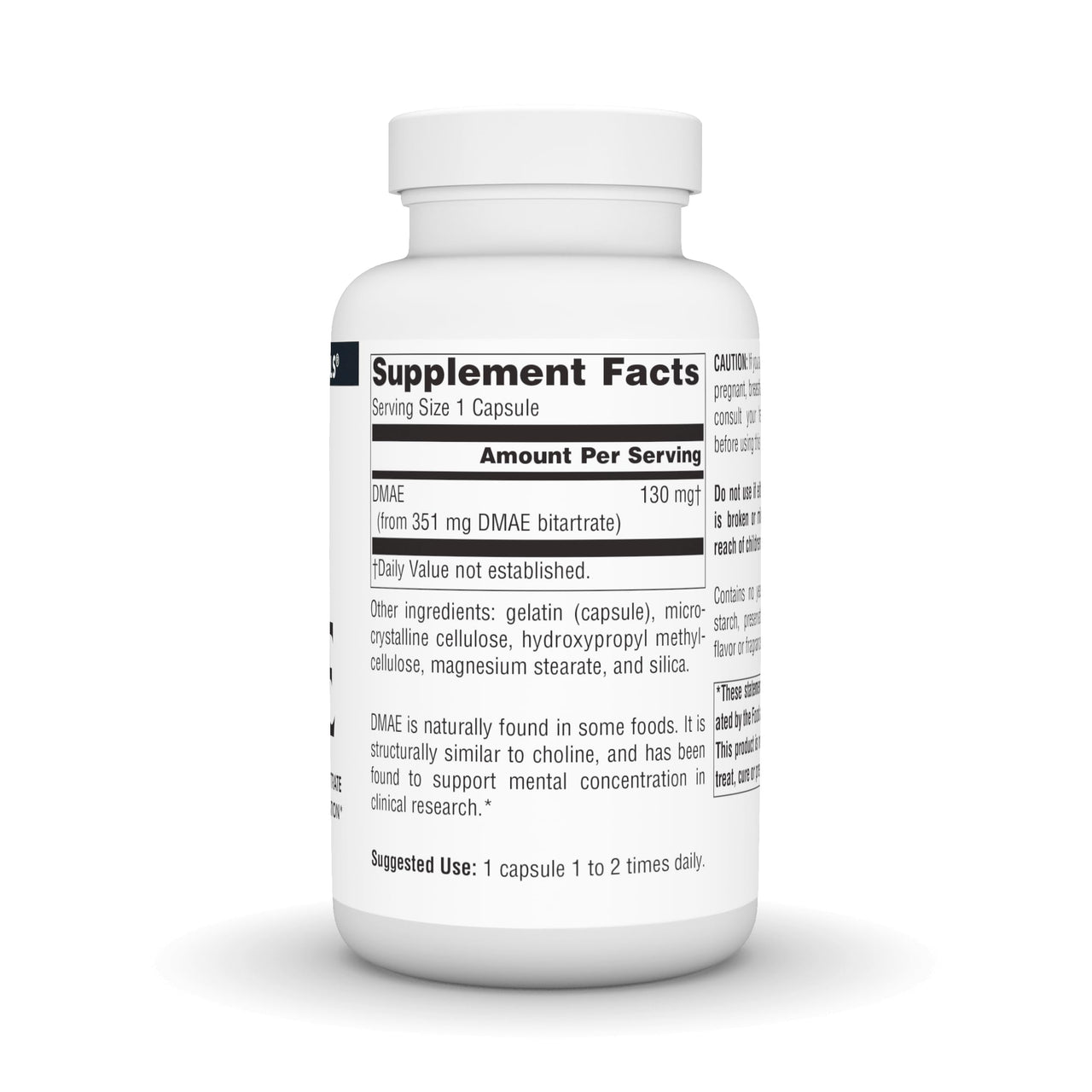 Source Naturals DMAE, Dimethylaminoethanol Bitartrate - Supports Mental Concentration - 200 Capsules