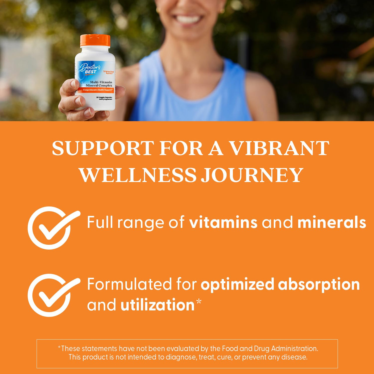 Doctor's Best Multi-Vitamin Mineral Complex - Daily Vegan Multivitamin for Women & Men, Vitamins A, C, D3, E, K2, Riboflavin, & Niacin, Health Support Supplement for Adults, Non-GMO - 90 Veg Capsules