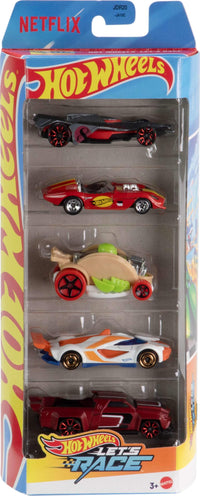 Thumbnail for Hot Wheels Toy Cars, Set of 5 1:64 Scale Die-Cast Cars Featured in the Kids Animated Netflix Series Let’s Race